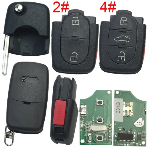 For Audi  remote key 315MHZ ID48chip PN:4DO 837 231G， pls choose button