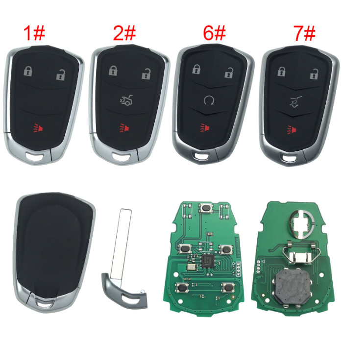 Cadillac smart Keyless  remote key with adjustable 315mhz / 433 mhz  2016-2020 Cadillac CT6 FCC ID: HYQ2EB FCC ID: HYQ2AB GM # 13580800, 13598528 GM Part: 13598538 Switchable frequency ， pls choose button