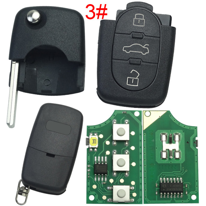 For Audi  remote key with  big battery  434MHZ ID48chip PN:4D0 837 231 K, pls choose button