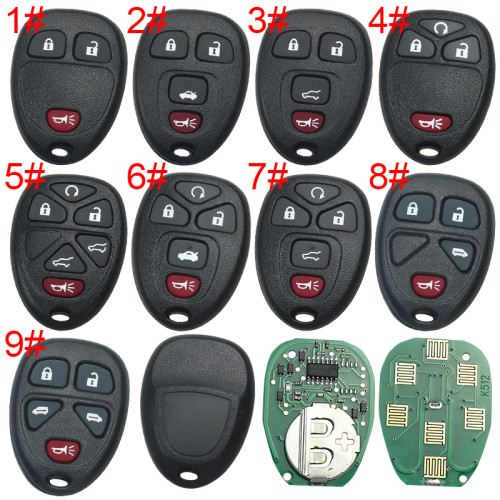 For Buick GM remote key blank with 315mhz OUC60270 315 CH-010 POUC60270(G9), pls choose button