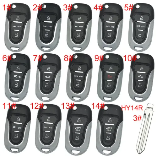For Hyundai  3 button remote key blank  with badge with HY20 left  blade, pls choose button