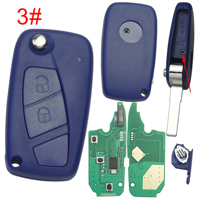 For Fiat 3 button remote key With PCF7941Chip and 433.92Mhz，please choose the key shells  （support fiorino）