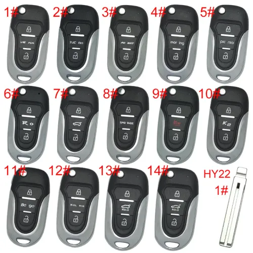 For Hyundai  3 button remote key blank  with badge with HY14 left  blade , pls choose button