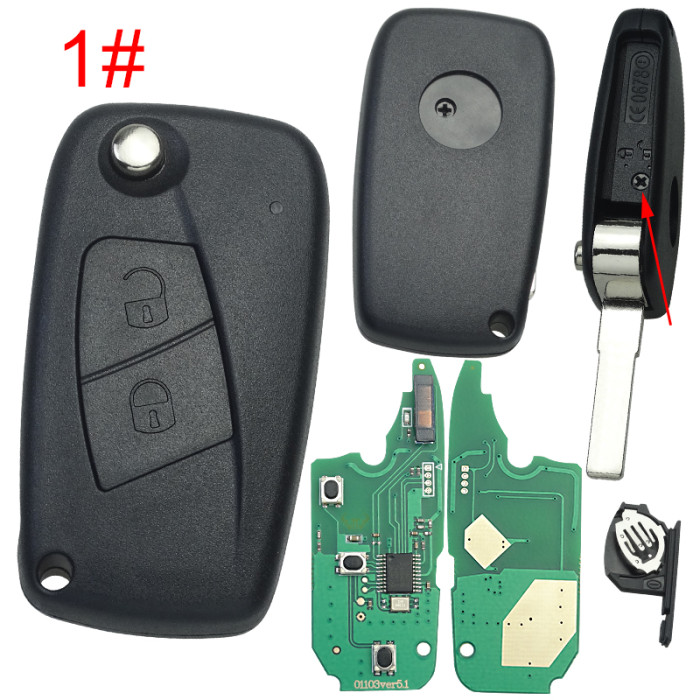 For Fiat 3 button remote key With PCF7941Chip and 433.92Mhz，please choose the key shells  （support fiorino）