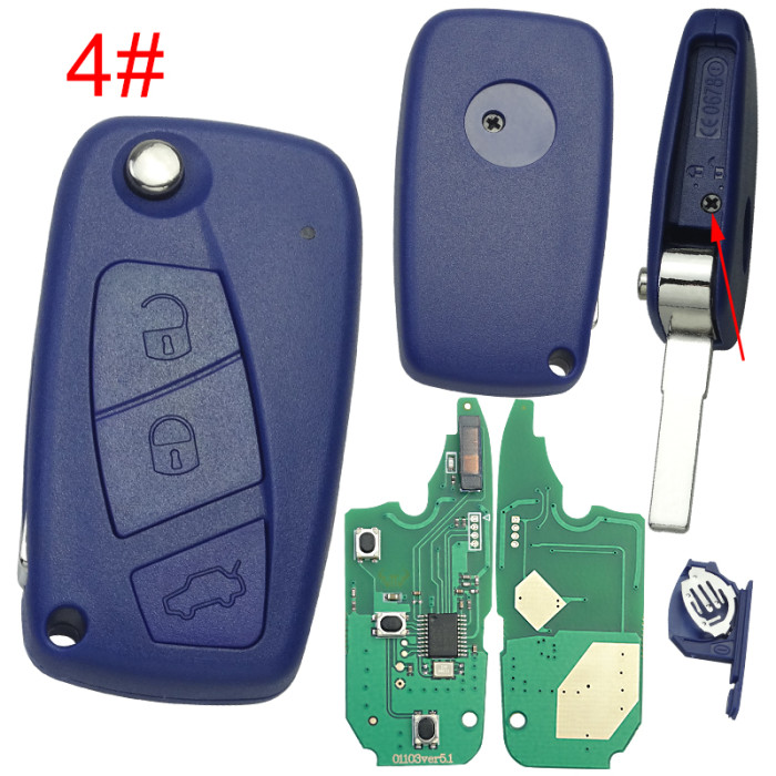 For Fiat 3 button remote key With PCF7941Chip and 433.92Mhz，please choose the key shells  （support fiorino）