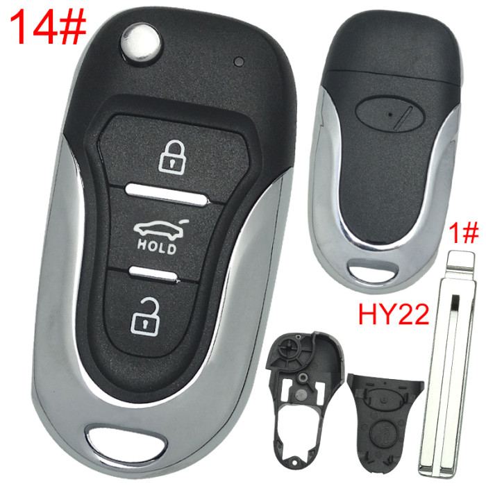 For KIA  3 button remote key blank  with badge with HY22  blade , pls choose button