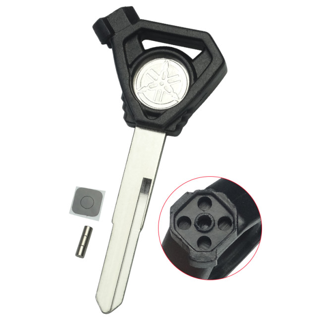For yamaha motorcycle transponder key blank with left blade,with unremovable printed badge