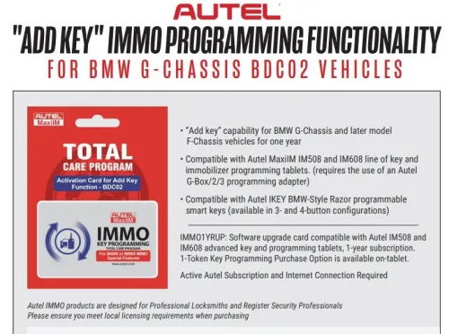 ADD KEV  IMMO PROGRAMMING FUNGTIONALITV FOR BMW G-CHASSIS BDCO2 VEHICLES
