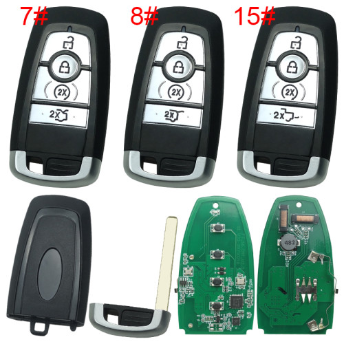 For 4 button keyless remote key with 315/434/868mhz with 49chip ncf295xf HS7T-15K601-CB A2C93142400 Ford F-Series 2015-2017