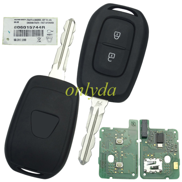 Original Renault Dacia 2 button remote key with PCF7961M(HITAG AES) 4A chip，434mhz FSK