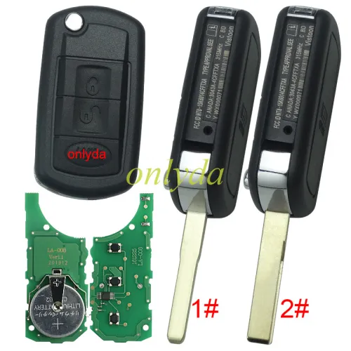 For Range Rover 3 button remote key with 315/434mhz PCF7936 (HITAG2) chip
