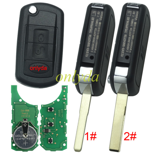 For Range Rover 3 button remote key with 315/434mhz PCF7936 (HITAG2) chip