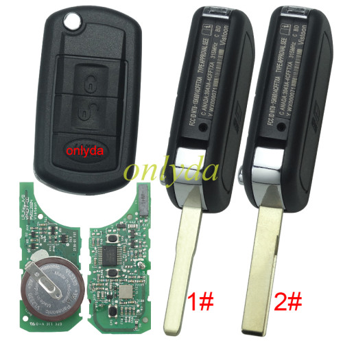 For Landrove 3 button remote key with 434mhz used for Discovery III with  with PCF7941 chip Original PCB with aftermarket shell