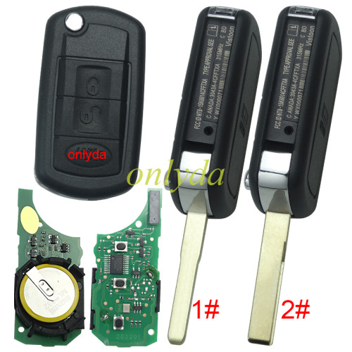 For Landrove 3 button remote key with 315mhz/434mhz  used for discovery III  with PCF7941 chip