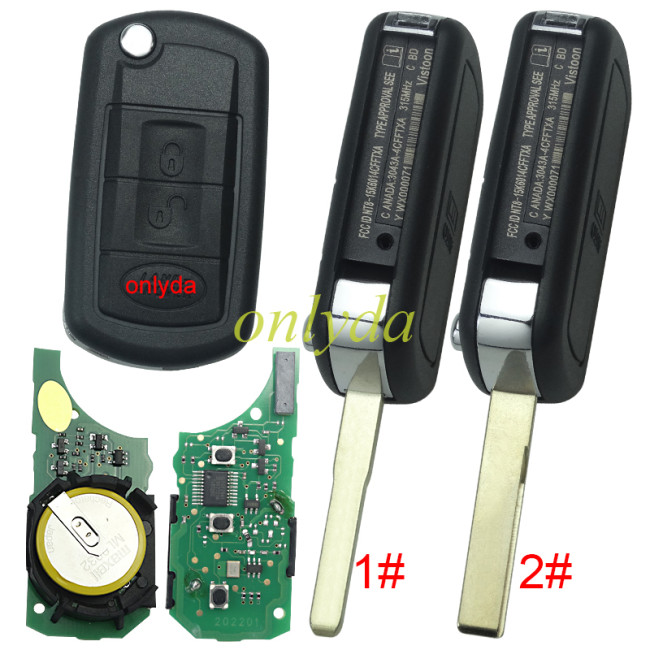 For Landrove 3 button remote key with 315mhz/434mhz  used for discovery III  with PCF7941 chip