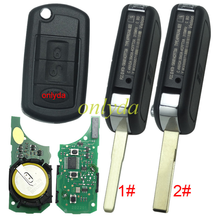 For Landrove 3 button remote key with 315mhz/434mhz  used for discovery III  with PCF7941 chip