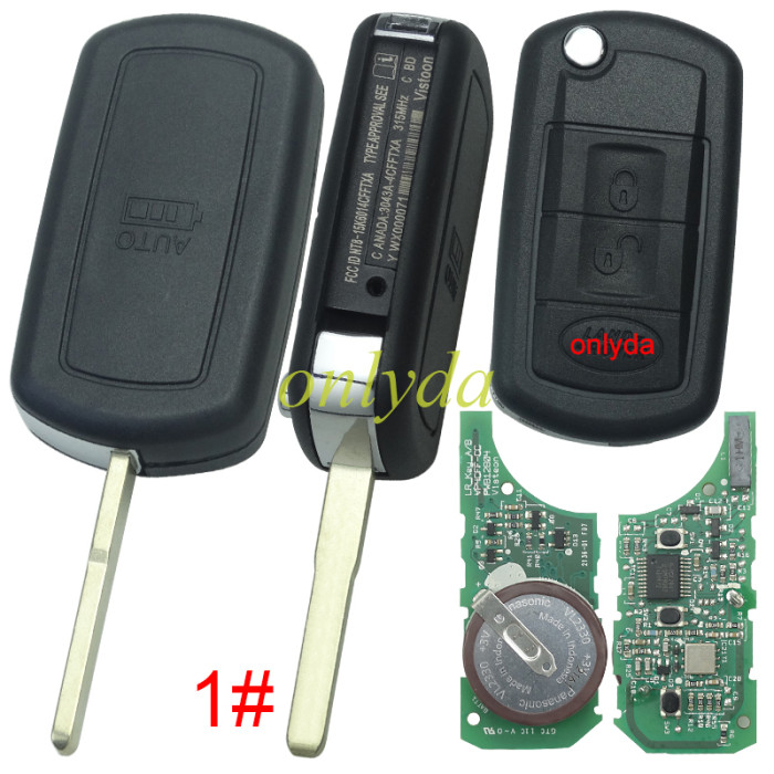 For Landrove 3 button remote key with 434mhz used for Discovery III with  with PCF7941 chip Original PCB with aftermarket shell