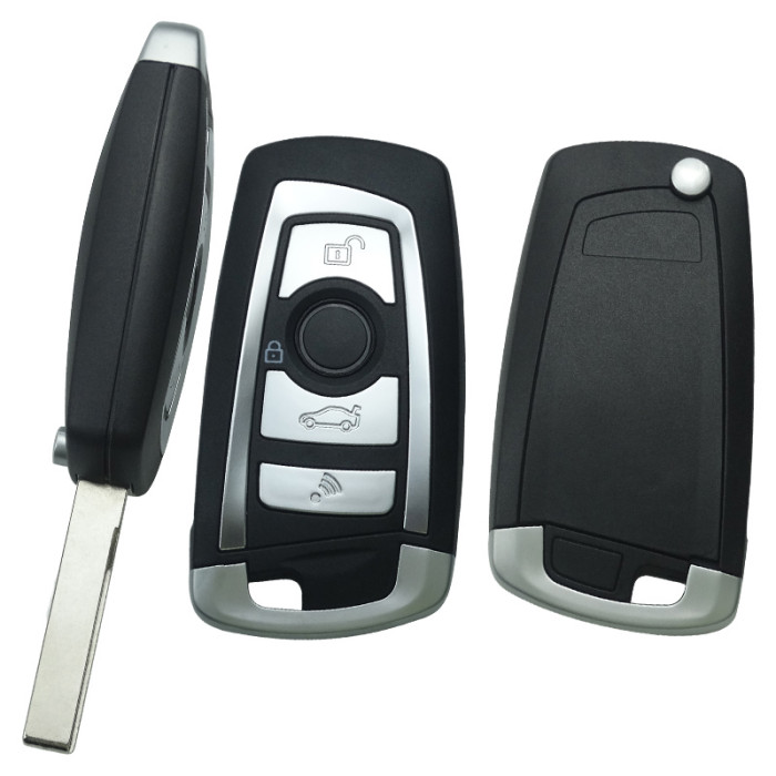 For BMW ews system modified  4 button flip  key blank with HU92 blade