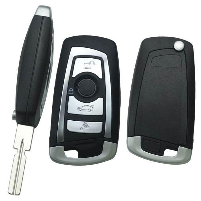 For BMW ews system modified  4 button flip  key blank with 4 track HU58