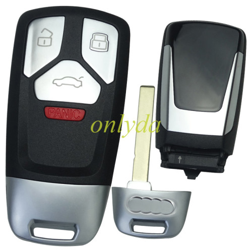 For Audi 3+1 button remote key blank with blade with badge