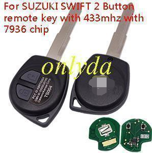 For SUZUKI SWIFT 2 Button remote key with 315mhz/ 433mhz with 7936 chip(FSK model)