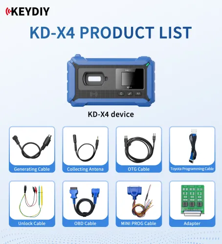 Free shipping to EU, KEYDIY KD-X4  Programmer multifunctional all-in-one device that integrates remote generating, chip generating, remote programming,chip programming, and other functions.  Purchase 1300USD KD remote from CZ warehouse can get 1 peice KD-X4 for free.