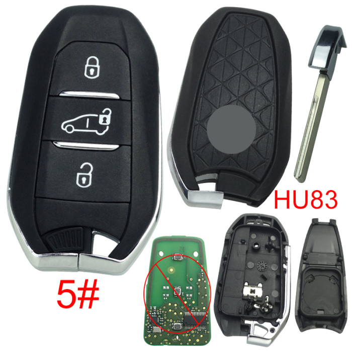 For Citroen remote key shell with DS badge, blade HU83. Pls choose the button type