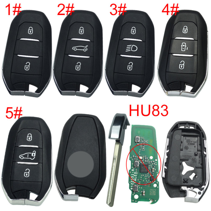 For Peugeot remote key shell with triangle badge, blade HU83. Pls choose the button type
