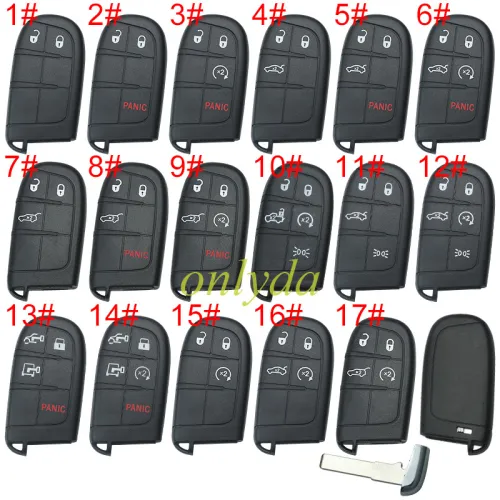 For Chrysler  remote key shell with blade SIP22, without badge , pls choose button
