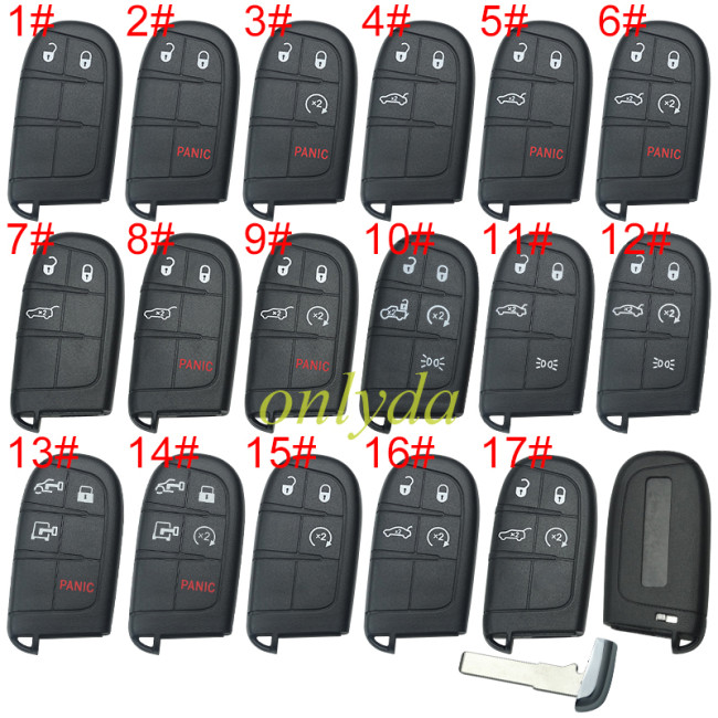 For Chrysler remote key shell with blade SIP22, with badge , pls choose button