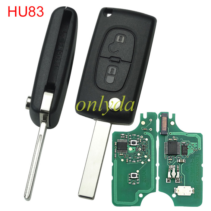 Copy KYDZ Brand Citroen/Peugeot CE0536 2 Button Flip  Remote Key  ASK model  with VA2 and HU83 blade , please choose the key shell ， with 46 chip