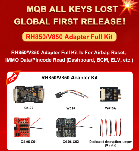 OBDSTAR RH850/V850 Adapter Kit Works with X300 Classic G3, X300 PRO4 for MQB All Keys Lost, Airbag Reset, Dashboard, ELV, BCM