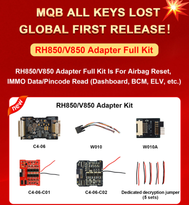 OBDSTAR RH850/V850 Adapter Kit Works with X300 Classic G3, X300 PRO4 for MQB All Keys Lost, Airbag Reset, Dashboard, ELV, BCM