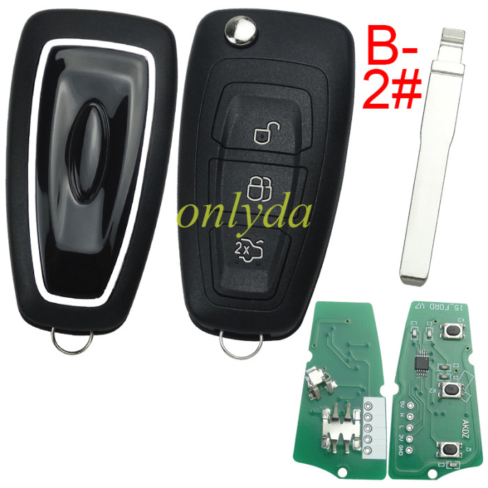 ForFord Mondeo/Focus  remote key with 433.92MHZ FSK model  with 4D63 chip BK2T15K601-AA/AB/AC  A2C53435329, pls choose buttton