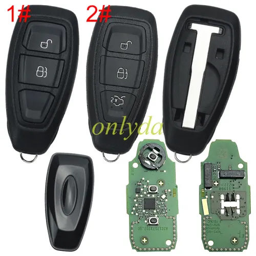 For Ford 2/3 button  Keyless remote key  with NCF297XV  /Hitag pro/ ID49 chip 434mhz Model - FIESTA VII 2021+ Part number - A2C17105200 K1BT-15K601-AD original PCB+ aftermarket shell , pls choose button