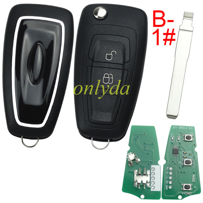 ForFord Mondeo/Focus  remote key with 433.92MHZ FSK model  with 4D63 chip BK2T15K601-AA/AB/AC  A2C53435329, pls choose buttton