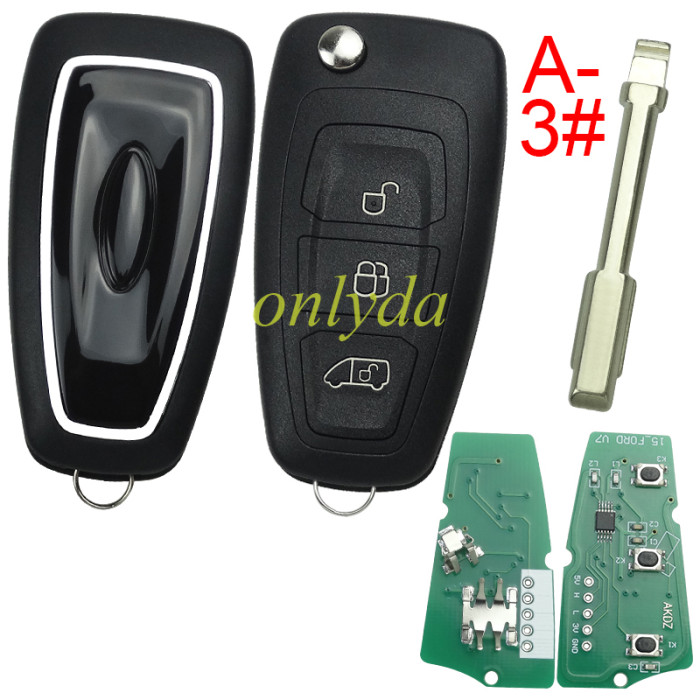 ForFord Mondeo/Focus  remote key with 433.92MHZ FSK model  with 4D63 chip BK2T15K601-AA/AB/AC  A2C53435329, pls choose buttton