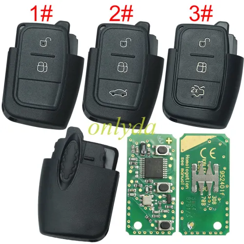 For Ford Focus /Modeo original remote control PCB with 434mhz & Aftermarket shell. pls choose button