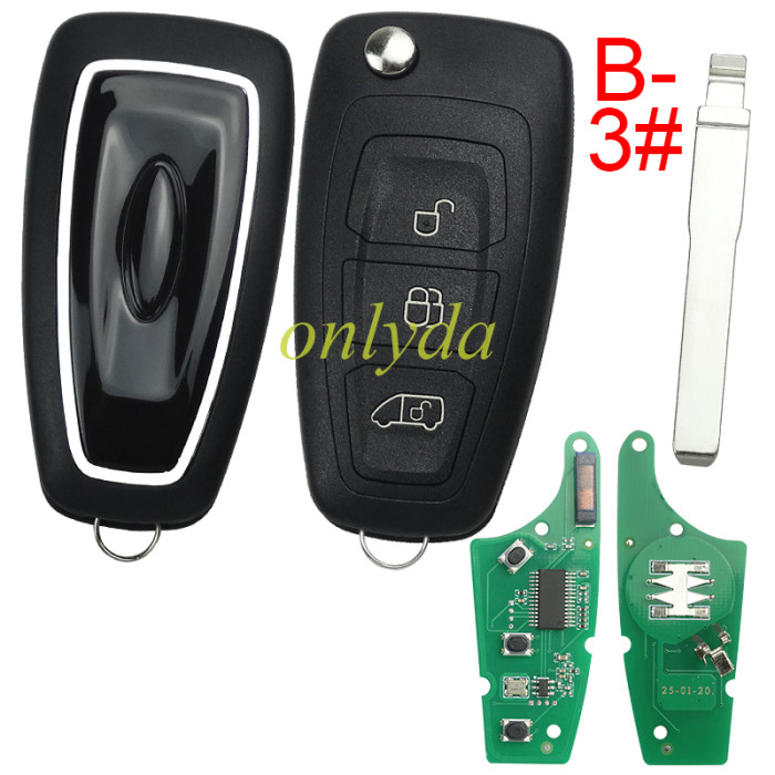 For Ford Mondeo /Focus remote key with 433.92MHZ FSK model  with 49 chip GK2T15K601-AB A2C94379403, pls choose button
