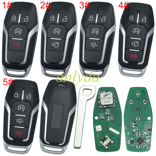 Mustang Keyless  remote key with 902MHZ with 49 chip  KCC-CRM-TAL-A2C81541400 A2C92465102 K-D0240 08 5R2-S 16090509838  chip: NXP F295DF 1300 SFC915.1 02 ZnD16420, pls choose button