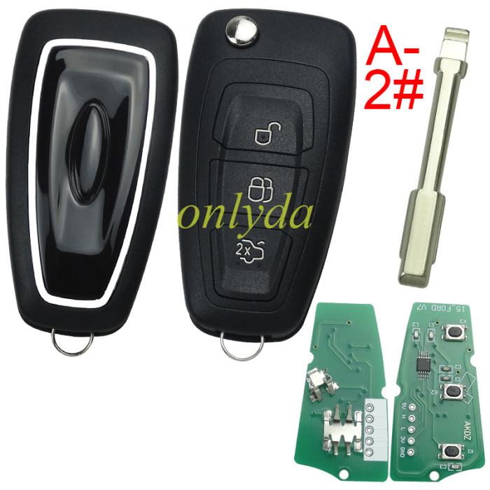 ForFord Mondeo/Focus  remote key with 433.92MHZ FSK model  with 4D63 chip BK2T15K601-AA/AB/AC  A2C53435329, pls choose buttton