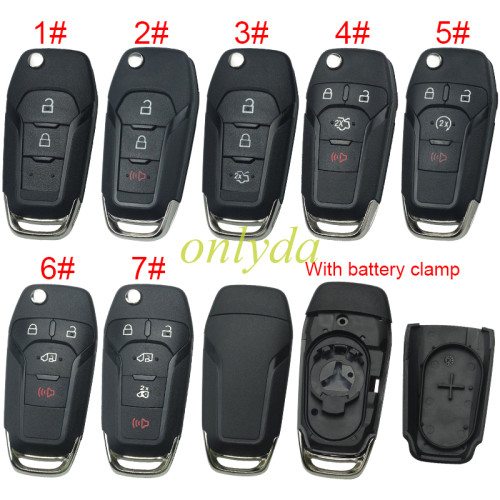 For Ford  modified  remote key shell with Hu101 blade  wihtout battery clamp without logo , pls choose button