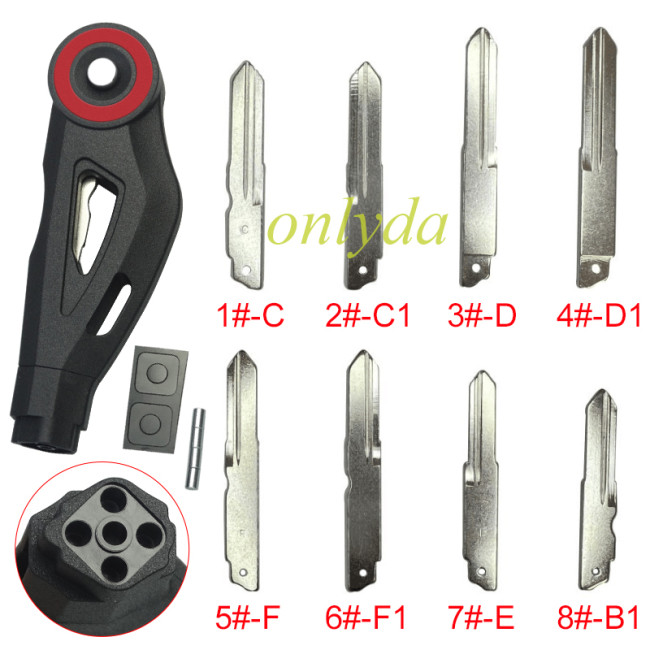For KAWASAKI motorcycle key blank without logo red circle , pls choose blade