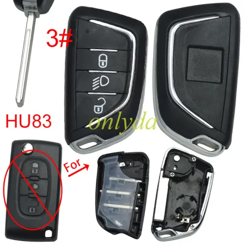For Peugeot modified key shell ,  Blade HU83,with badge place, With battery holder, pls choose button
