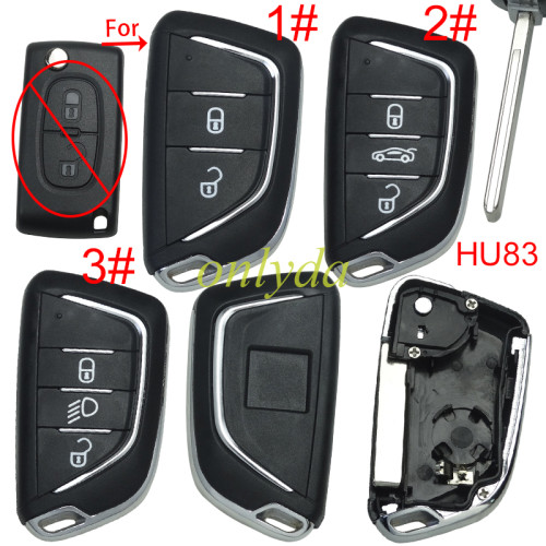 For Citroen modified key shell with HU83 blade , with Badge place, With battery holder, pls choose button