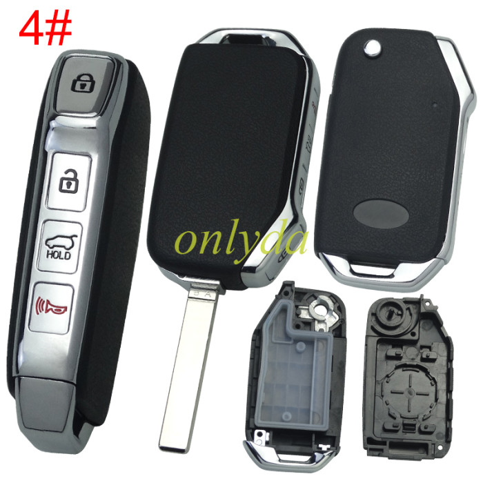 For Kia 3 /3+1 button remote key shell with key blade with badge ， pls choose button