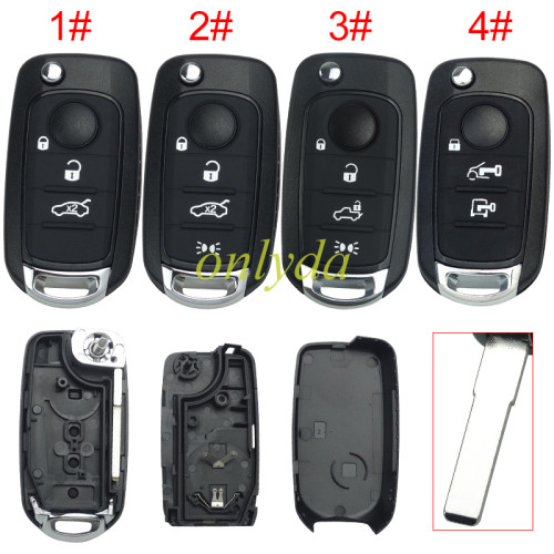For Fiat 2/3 button flip remote key blank with SIP22 without badge，pls choose button