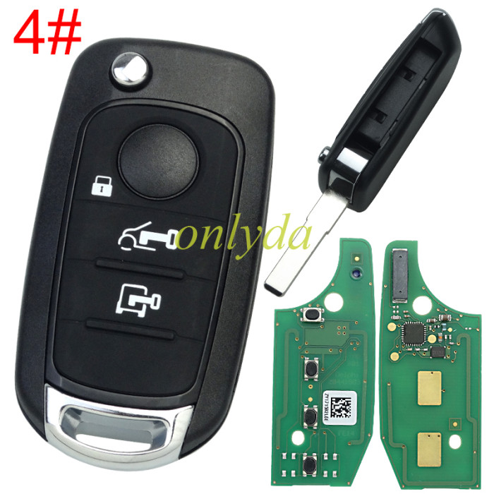 For 2016-2018 Fiat Egea 500X TIPO 4 button flip remote key 434mhz   with  MQB 48 chip Megamos AES 48 & SIP22   Model: I6FA   original PCB + after market keys shell