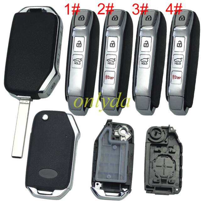 For Kia 3 /3+1 button remote key shell with key blade with badge ， pls choose button