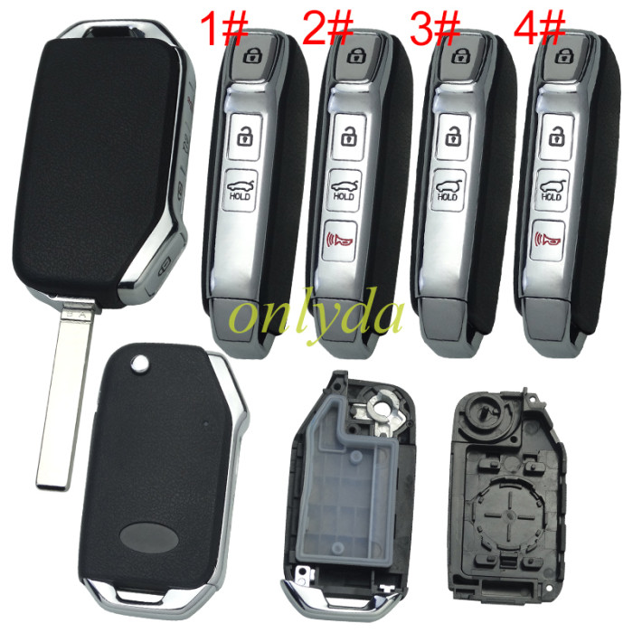 For Kia 3 /3+1 button remote key shell with key blade with badge ， pls choose button